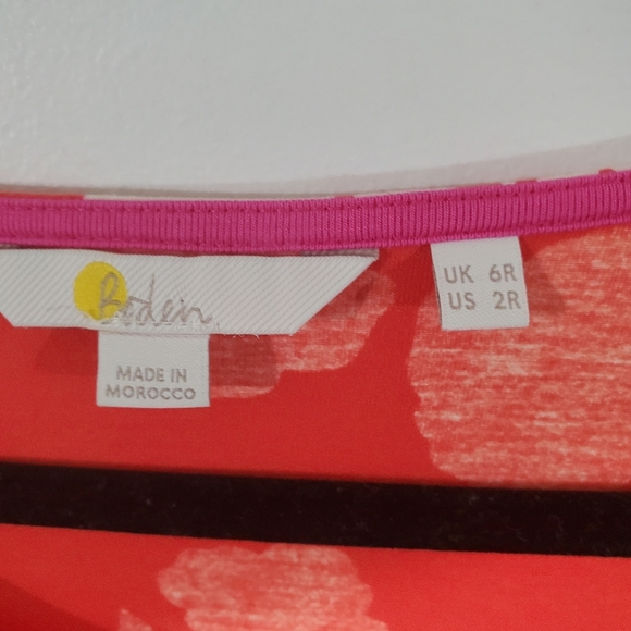 Boden Womens Miriam Orange Floral Jersey Mini Dress Bell Sleeves size 6R - Picture 6 of 8